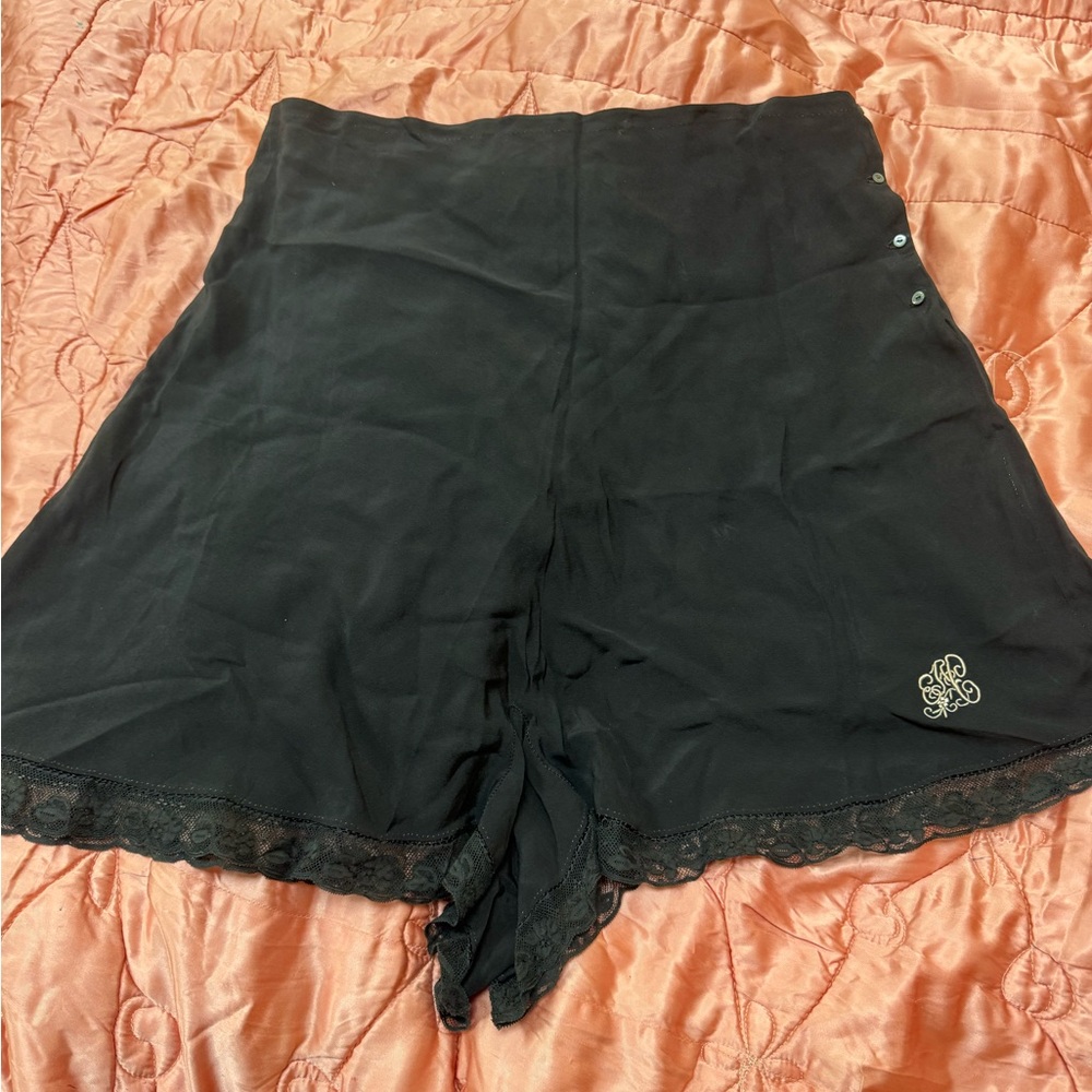 Black Lace-Trim Women's Shorts
